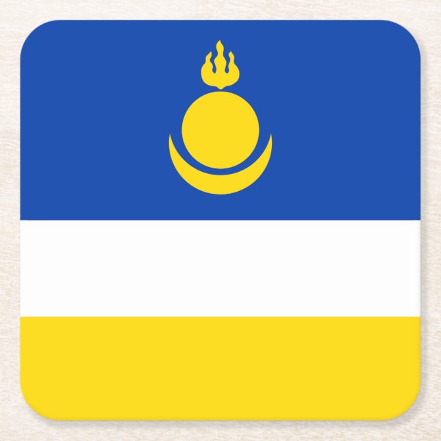 Dessous-de-verre Carré En Papier Drapeau de la Buryatia patriotique (Devant)