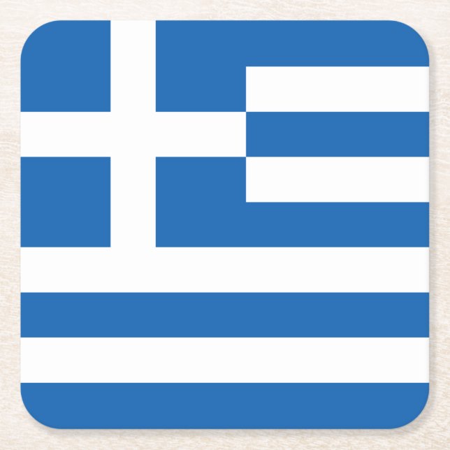 Dessous-de-verre Carré En Papier Drapeau de la Grèce (Devant)