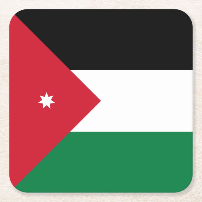 Dessous-de-verre Carré En Papier Drapeau de la Jordanie (Devant)