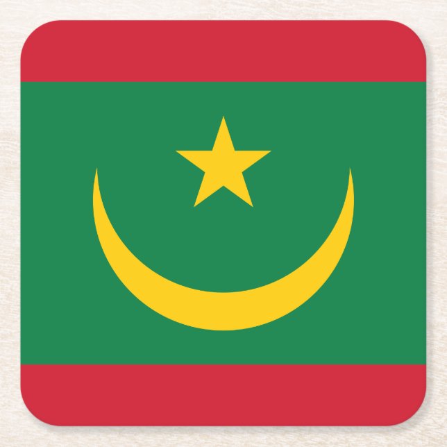 Dessous-de-verre Carré En Papier Drapeau de la Mauritanie (Devant)