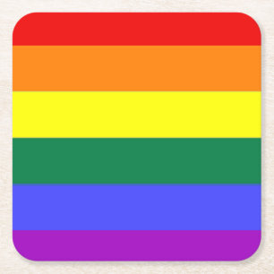 Dessous-de-verre Carré En Papier Drapeau de la Rainbow Pride gay lesbienne LGBT