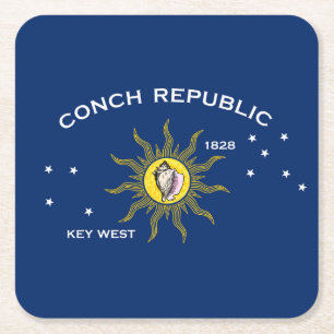 Dessous-de-verre Carré En Papier Drapeau de la République de Conch, Drapeau de Key