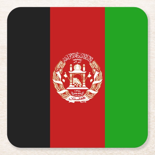 Dessous-de-verre Carré En Papier Drapeau de l'Afghanistan patriotique (Devant)