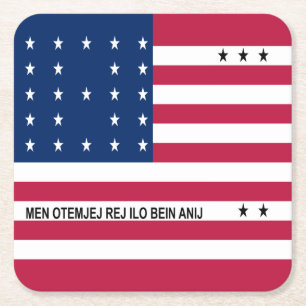 Dessous-de-verre Carré En Papier Drapeau de l'atoll de Bikini Patriotique