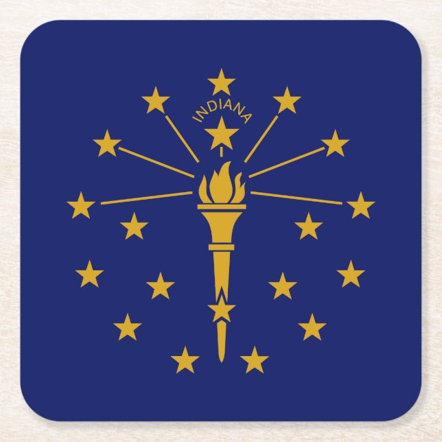 Dessous-de-verre Carré En Papier Drapeau de l'État de l'Indiana (Devant)