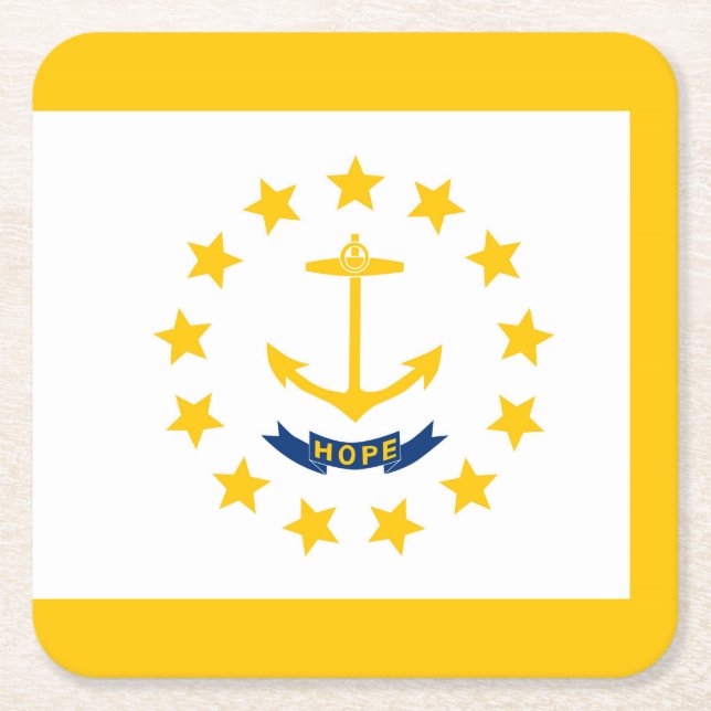 Dessous-de-verre Carré En Papier Drapeau de l'État de Rhode Island (Devant)