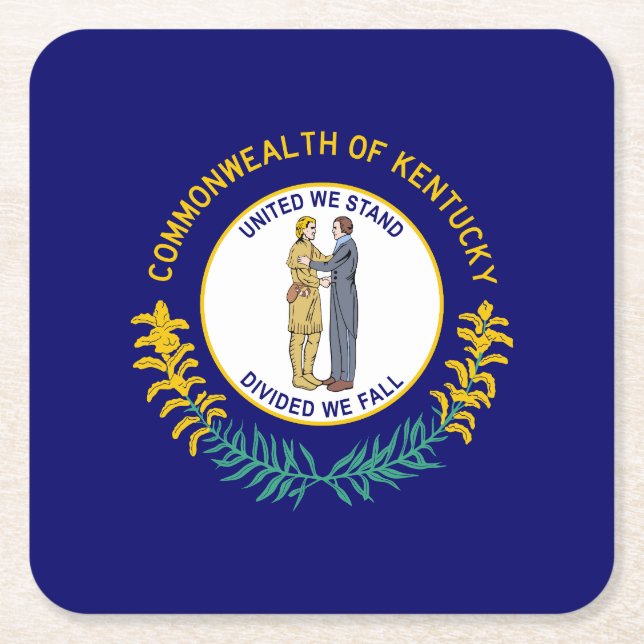 Dessous-de-verre Carré En Papier Drapeau de l'État du Kentucky (Devant)