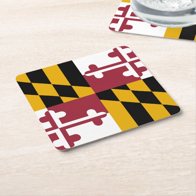 Dessous-de-verre Carré En Papier Drapeau de l'État du Maryland (Incliné)