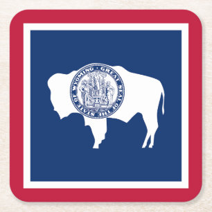 Dessous-de-verre Carré En Papier Drapeau de l'État du Wyoming