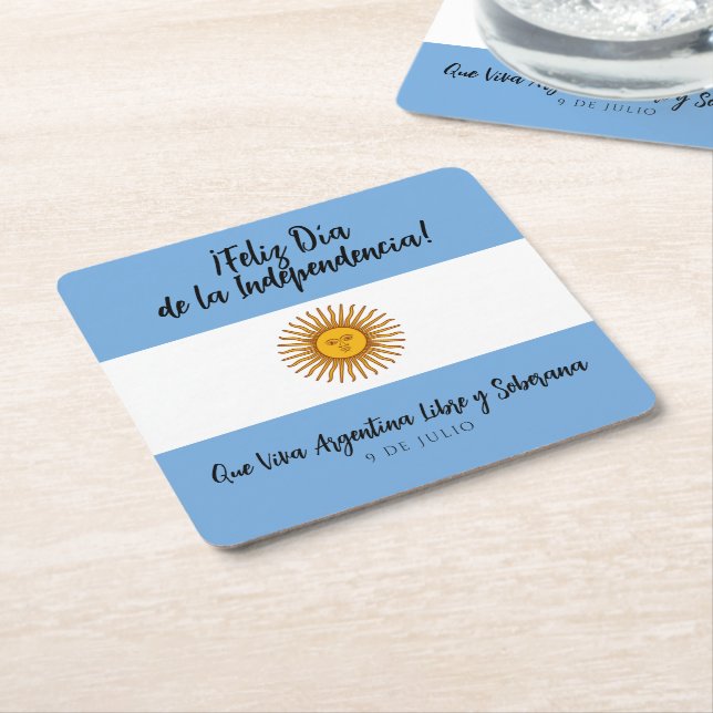 Dessous-de-verre Carré En Papier Drapeau de l'indépendance de l'Argentine (Incliné)