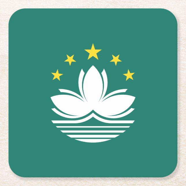 Dessous-de-verre Carré En Papier Drapeau de Macao (Devant)