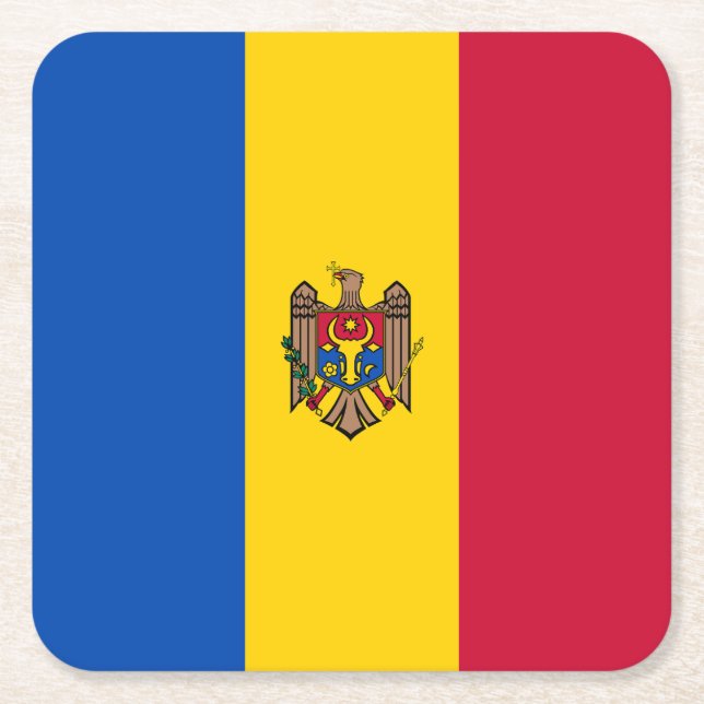 Dessous-de-verre Carré En Papier Drapeau de Moldova (Devant)