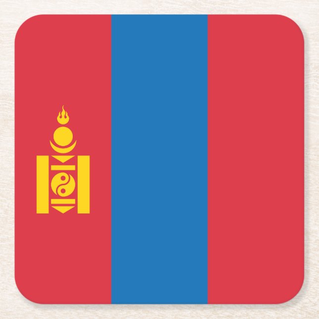 Dessous-de-verre Carré En Papier Drapeau de Mongolie (Devant)