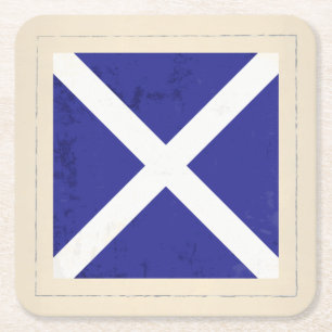 Dessous-de-verre Carré En Papier Drapeau de signal nautique de la lettre "M"