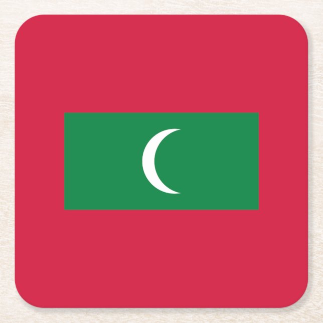 Dessous-de-verre Carré En Papier Drapeau des Maldives (Devant)