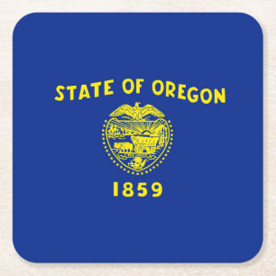 Dessous-de-verre Carré En Papier Drapeau d'État de l'Oregon