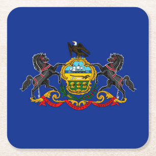 Dessous-de-verre Carré En Papier Drapeau d'État de Pennsylvanie