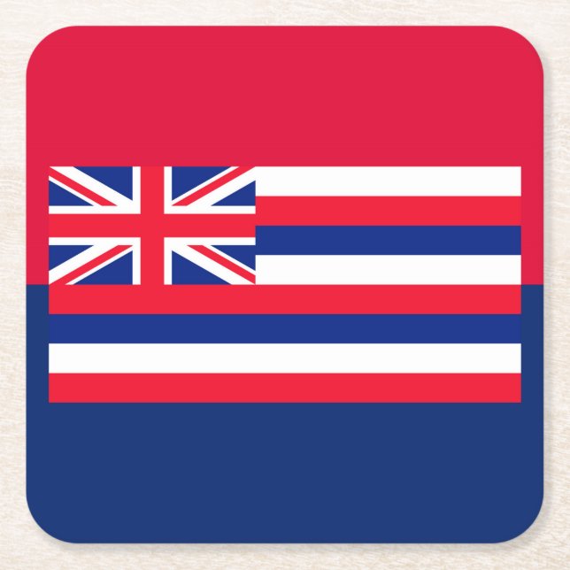 Dessous-de-verre Carré En Papier Drapeau d'État d'Hawaii (Devant)
