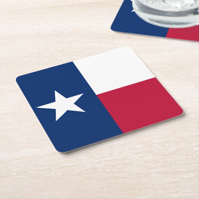 Dessous-de-verre Carré En Papier Drapeau d'état du Texas - couleur authentique de (Incliné)