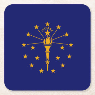 Dessous-de-verre Carré En Papier Drapeau d'état Indiana