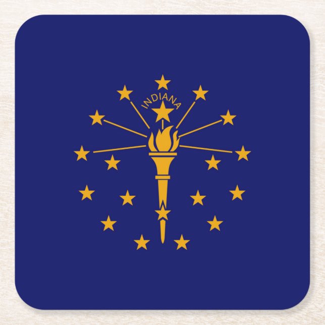 Dessous-de-verre Carré En Papier Drapeau d'état Indiana (Devant)