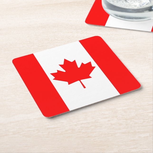 Dessous-de-verre Carré En Papier Drapeau du Canada (Incliné)
