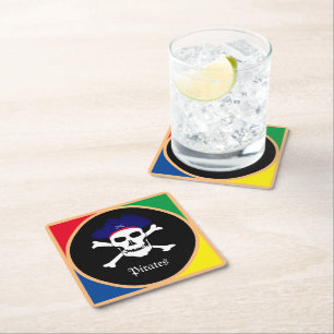 Dessous-de-verre Carré En Papier Drapeau du capitaine et des pirates - Île au tréso