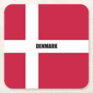 Dessous-de-verre Carré En Papier Drapeau du Danemark (rouge et blanc)