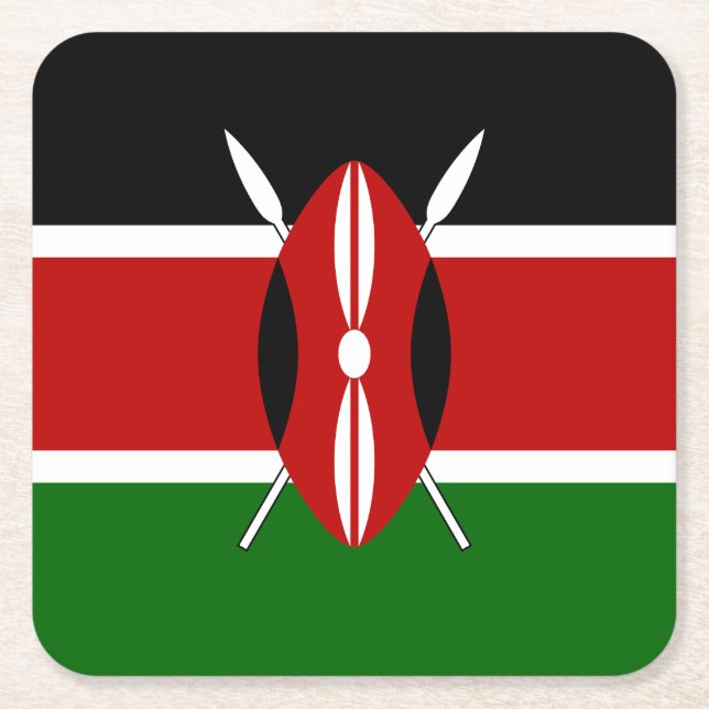 Dessous-de-verre Carré En Papier Drapeau du Kenya (Devant)