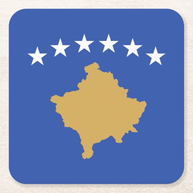 Dessous-de-verre Carré En Papier Drapeau du Kosovo (Devant)