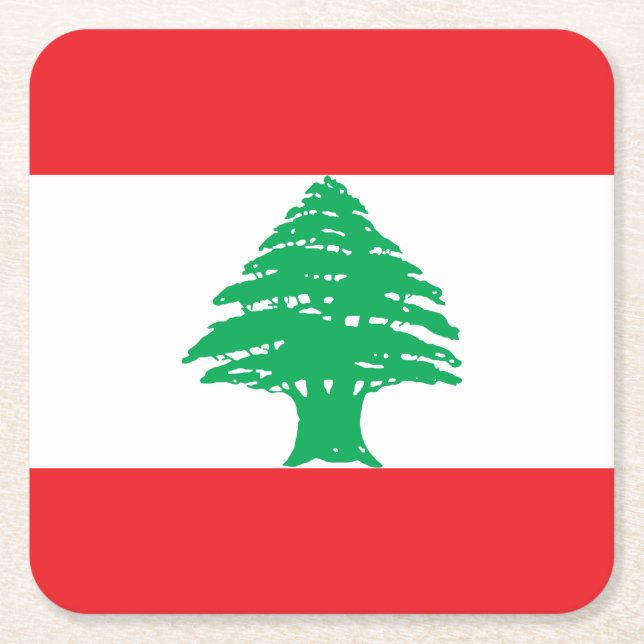 Dessous-de-verre Carré En Papier Drapeau du Liban (Devant)