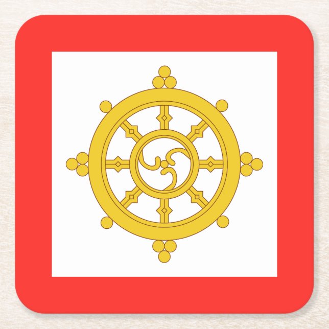 Dessous-de-verre Carré En Papier Drapeau du royaume de Sikkim (Devant)