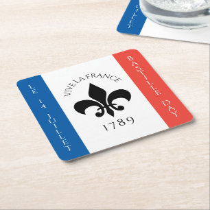 Dessous-de-verre Carré En Papier Drapeau Fleur-de-Lis Tricolore France