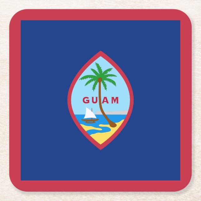 Dessous-de-verre Carré En Papier Drapeau Guam (Devant)