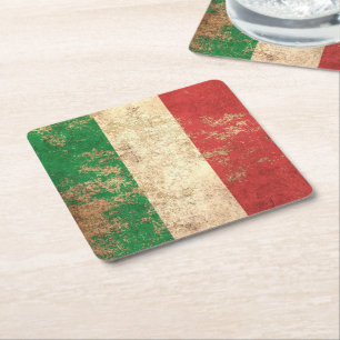 Dessous-de-verre Carré En Papier Drapeau italien vintage âgé rugueux