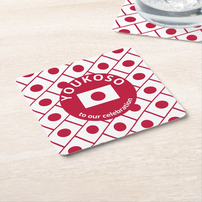 Dessous-de-verre Carré En Papier DRAPEAU JAPONAIS Personnalisé (Incliné)