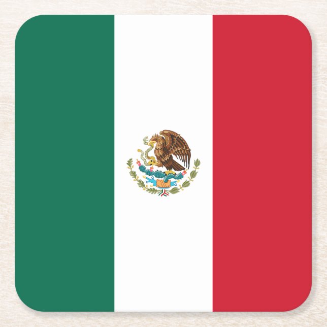 Dessous-de-verre Carré En Papier Drapeau mexicain (Devant)