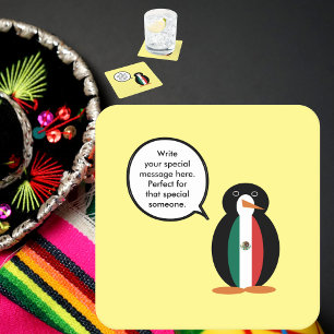 Dessous-de-verre Carré En Papier Drapeau Mexicain Ms. Penguin Parlante Rond Papier 
