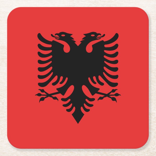 Dessous-de-verre Carré En Papier Drapeau patriotique albanais (Devant)