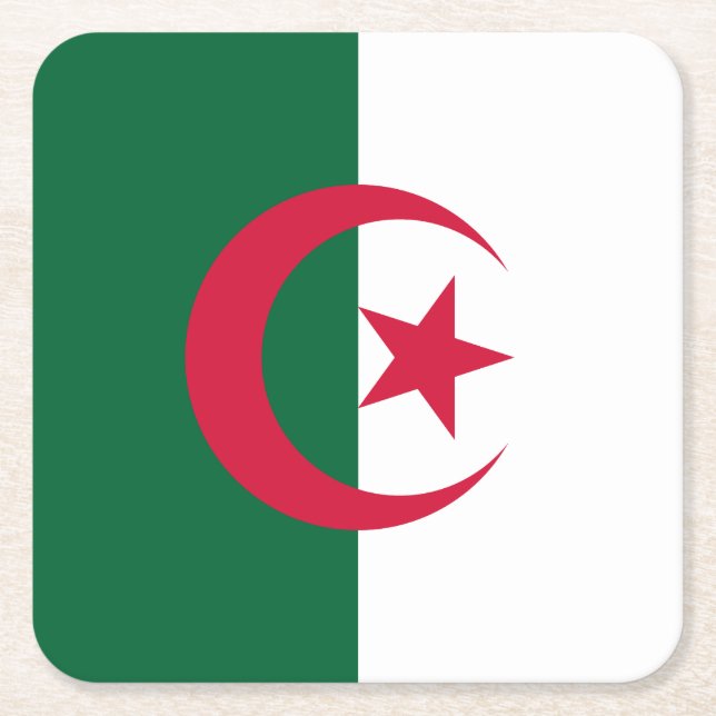 Dessous-de-verre Carré En Papier Drapeau patriotique algérien (Devant)