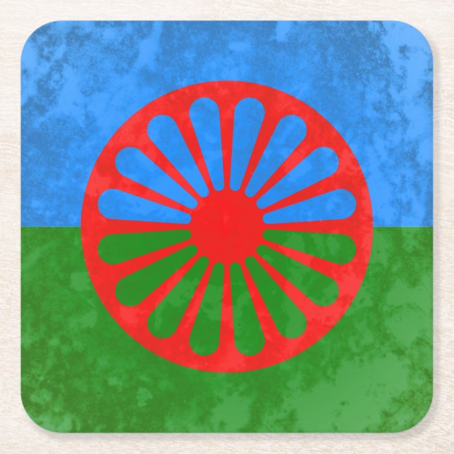 Dessous-de-verre Carré En Papier Drapeau romani (Devant)