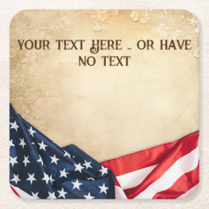 Dessous-de-verre Carré En Papier Drapeau rustique américain USA Patriotique Vintage