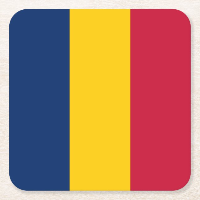 Dessous-de-verre Carré En Papier Drapeau Tchad (Devant)