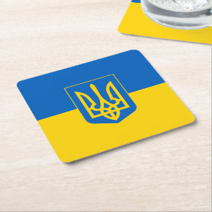 Dessous-de-verre Carré En Papier Drapeau ukrainien