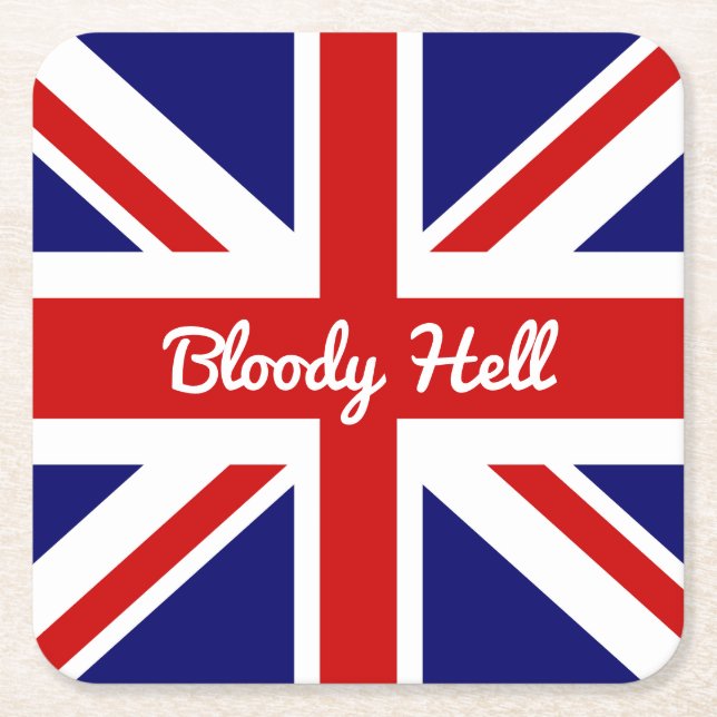 Dessous-de-verre Carré En Papier Drapeau Union Jack avec citation amusante (Devant)