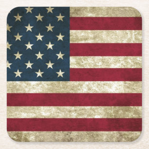 Dessous-de-verre Carré En Papier Drapeau USA Grunge