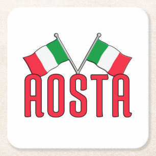 Dessous-de-verre Carré En Papier Drapeaux AOSTA Italie