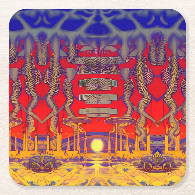 Dessous-de-verre Carré En Papier Dreamland psychédélique (Devant)