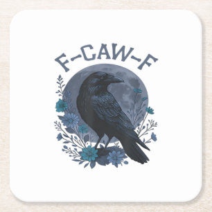 Dessous-de-verre Carré En Papier Drôle de corbeau F-Caw-F oiseau corneille F-Caw-F 