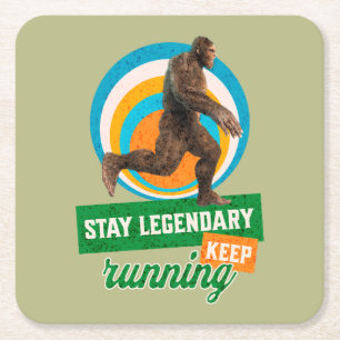 Dessous-de-verre Carré En Papier Drôle de motivation de course de Bigfoot